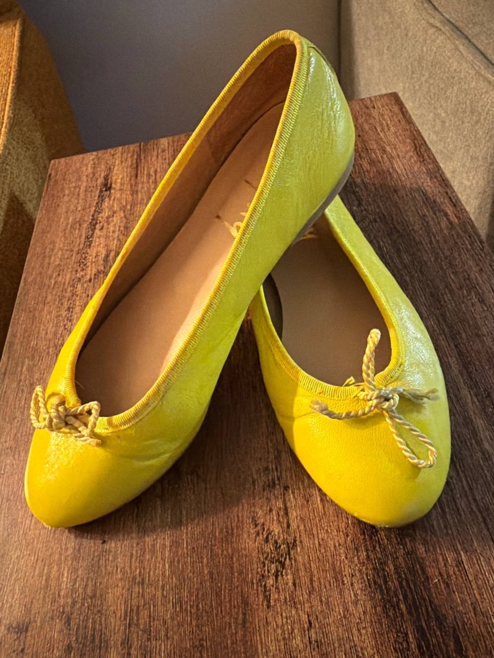 Vintage Lemon Yellow Ballet Flats
